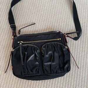MZ Wallace Paige Crossbody in Black Bedford Nylon with Gold Hardware